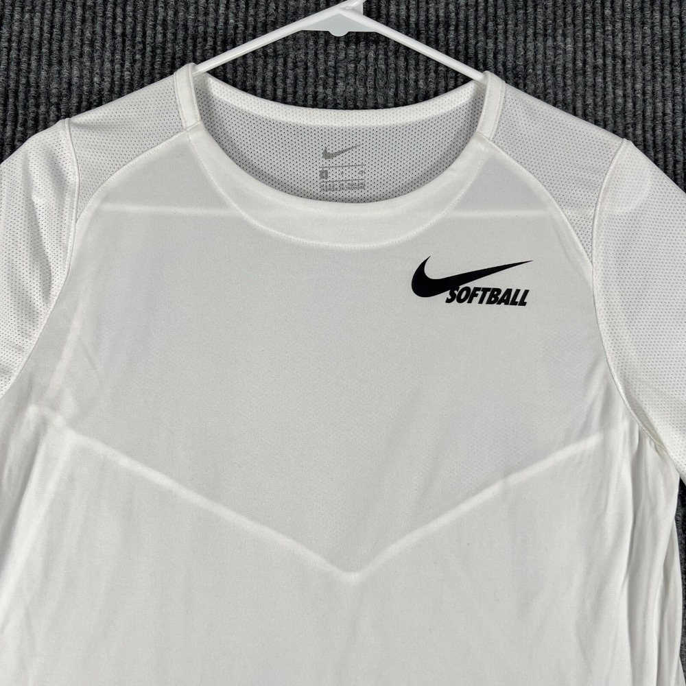 Nike Shirt Womens Small White Short Sleeve Softball Dri-Fit Casual Active New